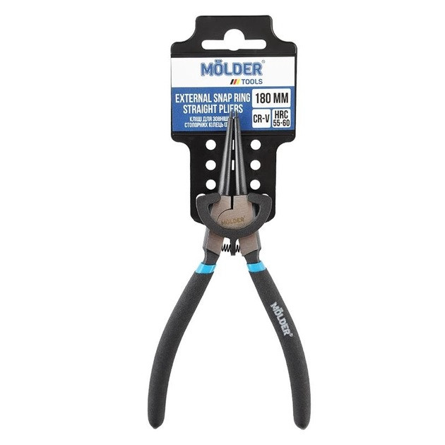 Кліщі для зовнішніх стопорних кілець, прямі MOLDER 180мм, Cr-V, HRC 55-60, поліровані (72шт/ящ), фото 1