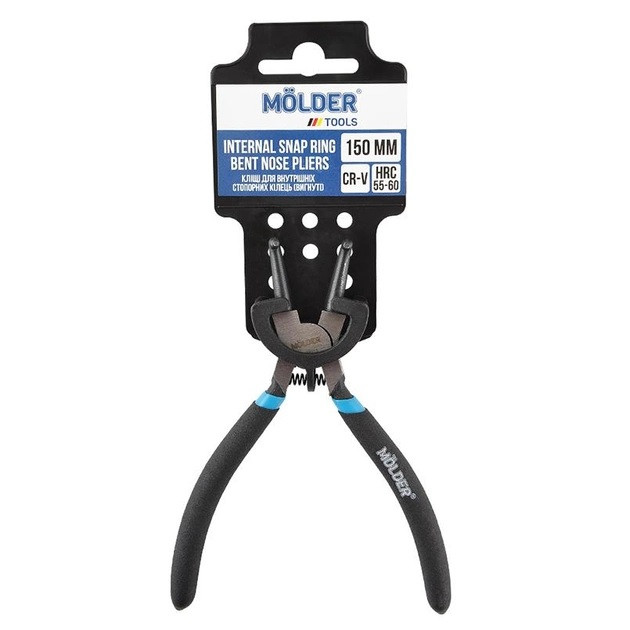Кліщі для внутрішніх стопорних кілець, вигнуті MOLDER 150мм, Cr-V, HRC 55-60, поліровані (72шт/ящ)