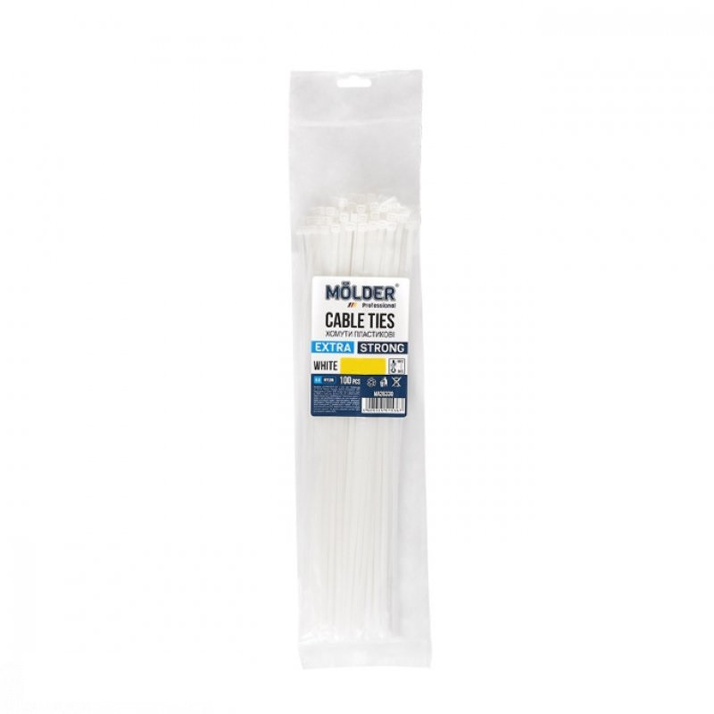 Хомути MOLDER пластикові білі 2,5x150 (100шт.)