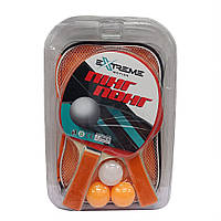 Набор для настольного тенниса Extreme Motion TT1426, 2 ракетки, 3 мячика, сетка, чехол Toyvoo Набір для