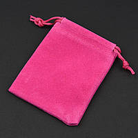 Мешочек ярко розовый бархатный прямоугольный подарочный для украшений размер 7х9 см в упаковке 50 штук