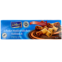 Вафельні трубочки з молочним шоколадом Деліціа Delicia schocko-waffelrollchen vollmilch 125g 36шт/ящ (Код: