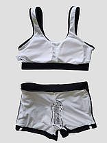 Дитячий підлітковий купальник шортики Fuba 7723 чорний-білий 34 36 38 40 42 розмір, фото 3