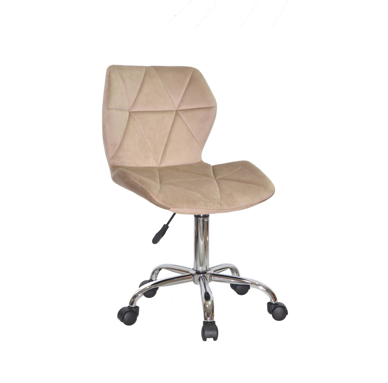Сіре крісло з оксамитовою оббивкою на коліщатках з хромованим підставі Torino CH-Office