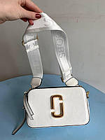 Женская белая сумочка Marc Jacobs white через плечо с лого красивая модная для девушки