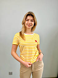 Повсякденна жіноча футболка на літо р. М Жовто-білий 743552, 743553
