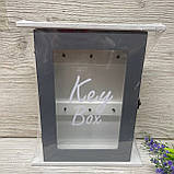 Ключниця key box дерев’яна настінна з дверцятами сіро-біла, фото 8
