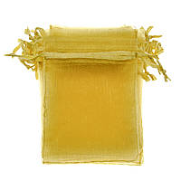Подарункові мішечки з органзи жовтий прямокутний однотонний розмір 7/9 см із затяжками в пакованні 100 штук