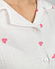 Піжама жіноча костюм домашній з мусліна сорочка зі штанами Рожеві серця, фото 7
