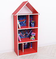 Домик стеллаж полка Детская деревянная для игрушек и книг H 2020-19-2 "Человек паук" красный **