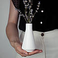 Ваза керамічна маленька для квітів TRAPEZE Біла 13 см, фото 2