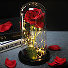 Троянда в колбі з підсвічуванням + Подарунок Каблучка з проекцією "I love you" / Вічна троянда під куполом / Квітка-нічник, фото 4
