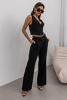 Брючный женский деловой костюм двойка (укороченная жилетка + брюки) 42-44, 44-46 размеры