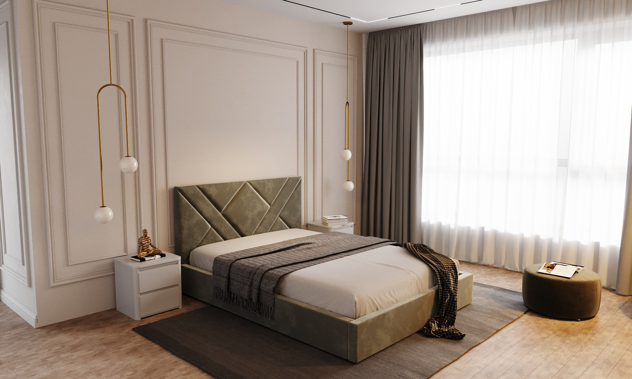 Ліжко   з м'яким узголів'ям ГЕОМЕТРІЯ, ArtWood