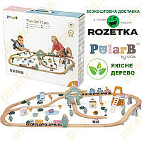 Дерев'яна дитяча залізниця Viga Toys PolarB 90 деталей (44067) (іграшкова залізна дорога)