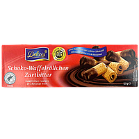 Вафельні трубочки з чорним шоколадом Деліціа Delicia schocko-waffelrollchen zartbitter 125g 36шт/ящ (Код: