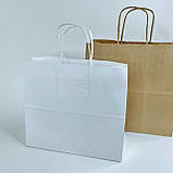 Крафт-пакет, 240*160*250 мм, з ручками, білий, фото 3