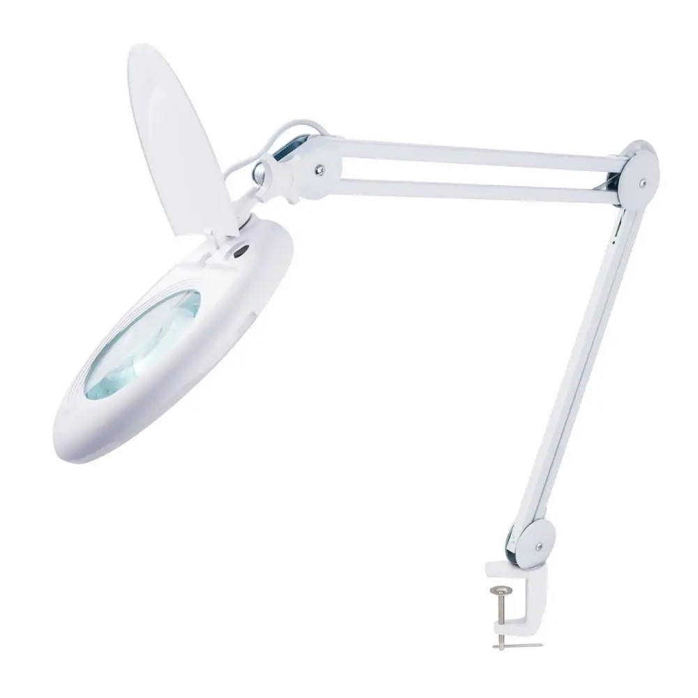 Лупа-лампа ZD-140A, 5D 130 мм, LED-підсвітка 80SMD, на струбцині, лінза скло, фото 1