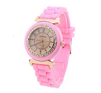 Силіконовий жіночий годинник на руку чорний Geneva наручний годинник для жінок із силіконовим ремінцем Світло-рожевий Toyvoo