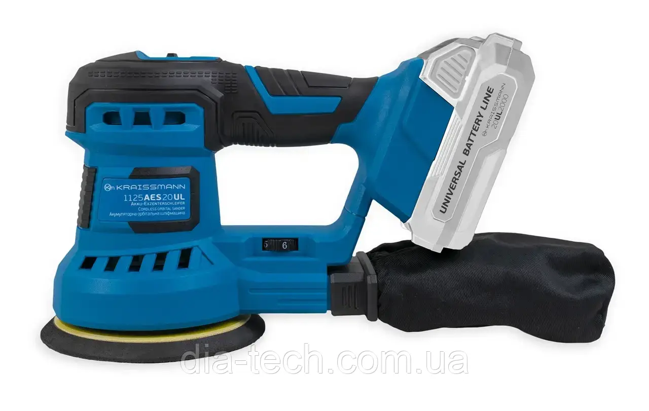 АКУМУЛЯТОРНА ОРБІТАЛЬНА ШЛІФМАШИНА KRAISSMANN 1125 AES 20UL (БЕЗ АКУМУЛЯТОРА ТА ЗАРЯДНОГО ПРИСТРЮ), фото 1