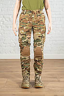 Брюки форменные с наколенниками мультикам военные рип-стоп женские штаны multicam армейские полевые летние зсу