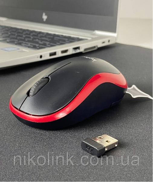 Мишка Logitech M185, Wireless, Black/Red (Refurbished)