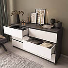 Комод у кольорі антрацит (сірий) з білим фасадом 6 ящиків для спальні 140*75*40 см, фото 2