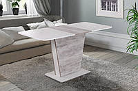 Раздвижной маленький обеденный кухонный стол для кухни/гостиной на одной ножке Спарк 110 см белый урбан лайт