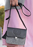Фетрова жіноча бохо-сумка Лілу з шкіряними чорними вставками