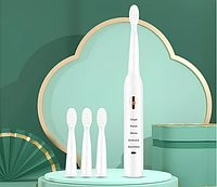 Электрическая зубная щетка SONIC TOOTHBRUSH WHITE на аккумуляторе с сменными насадками от USB Белый