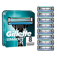 Леза Gillette Mach3 8шт. без упаковки Оригінал касети для гоління мач 3 (картриджі жилет мак3)
