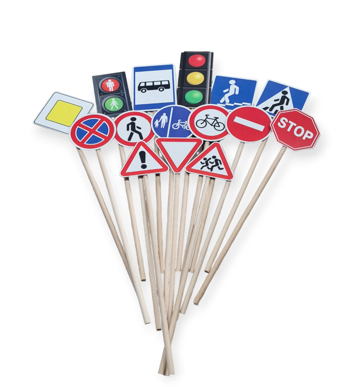 Навчальний набір для дітей "Знаки дорожнього руху Мега" 15 шт для уроків безпечного руху, фото 1
