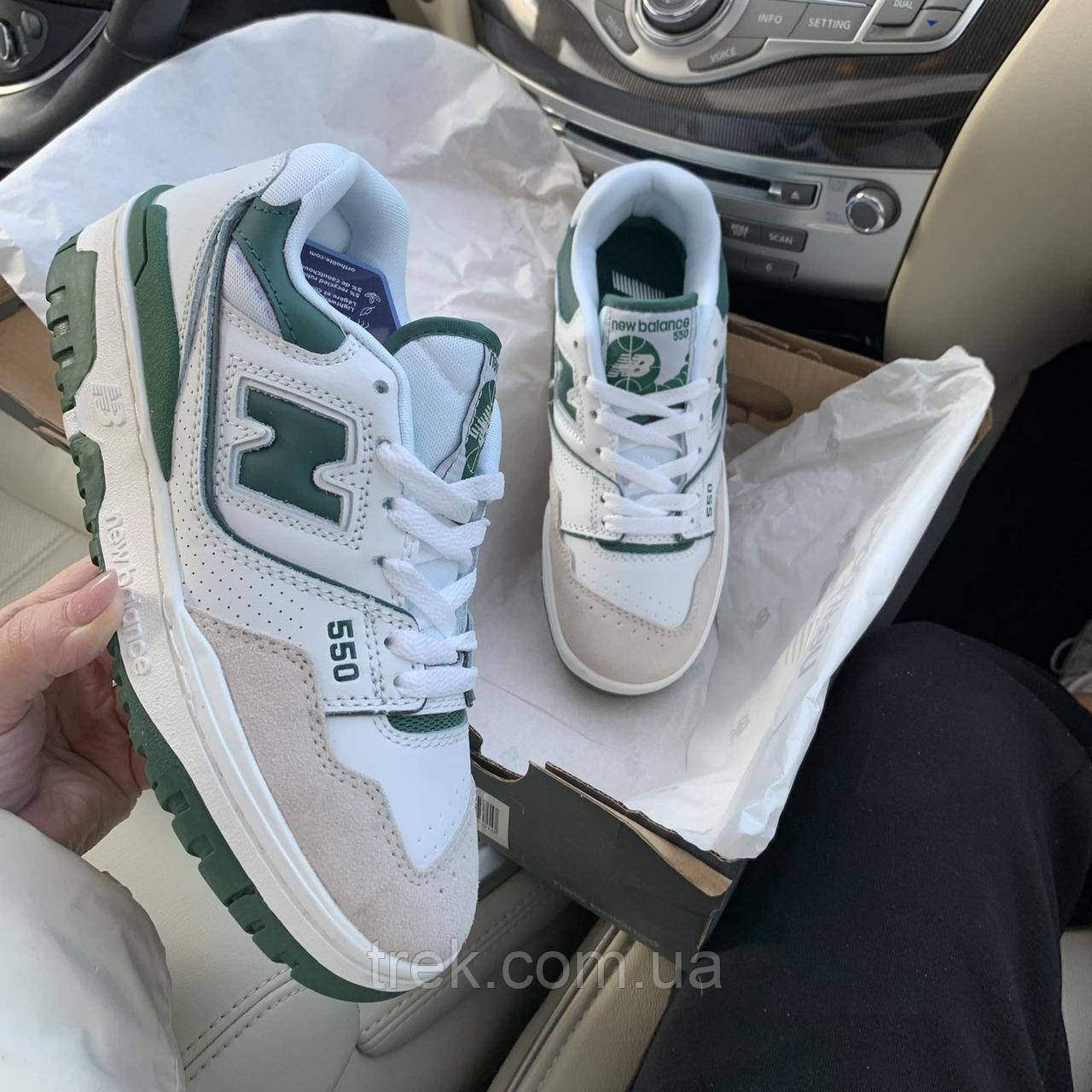 Кросівки шкіряні зелено-білі /23500/ 40р, фото 1