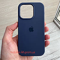 Чехол Silicone case iPhone 14 Pro Midnight Blue ( Силиконовый чехол iPhone 14 Pro с микрофиброй )