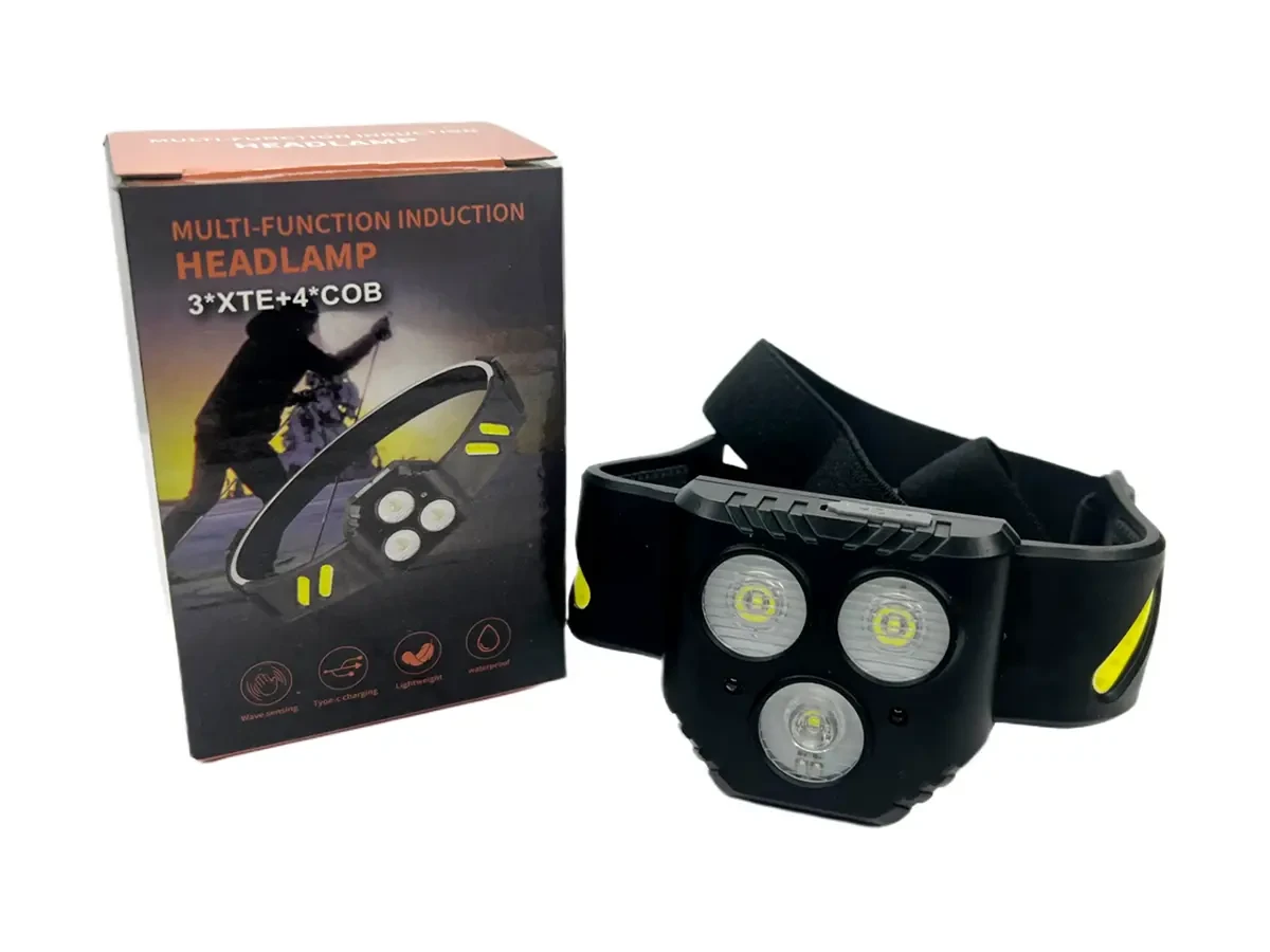 Ліхтар налобний Type-C із сенсорним датчиком Bailong BL-6810-2 240шт 6815, фото 1