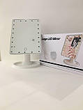 Дзеркало на підставці з підсвіткою сенсорне біле, фото 2