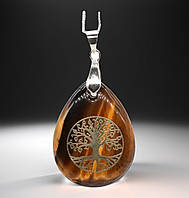 Кулон-амулет тигровый глаз древо жизни "Иггдрасиль"