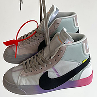 Кроссовки мужские и женские Nike Blazer Mid gray Off White / Найк Блейзер серые Офф Вайт