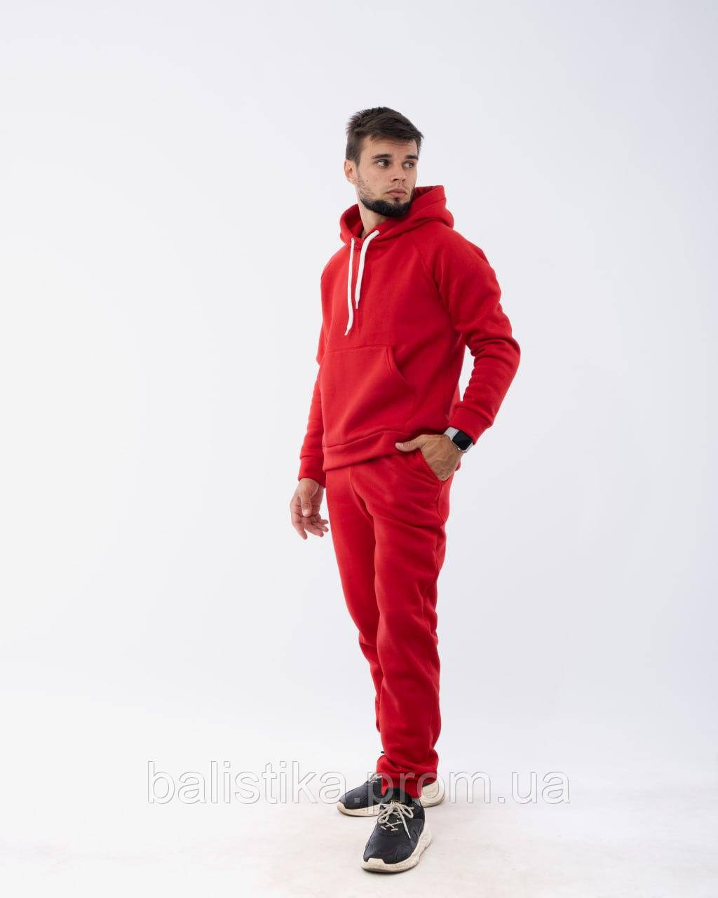 Спортивний костюм MAFIA-Alex Red, стильний стильний червоний молодіжний костюм з капюшоном утеплений однотонний