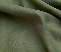 Льняная легкая ткань зелено-оливкового цвета