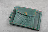 Шкіряний затискач-гаманець для купюр з орнаментом "Тризуб", фото 3