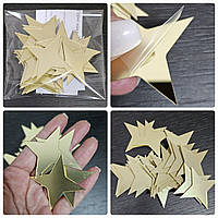 Дзеркальні золотисті зірки — набір пластикових наклейок 25 шт.