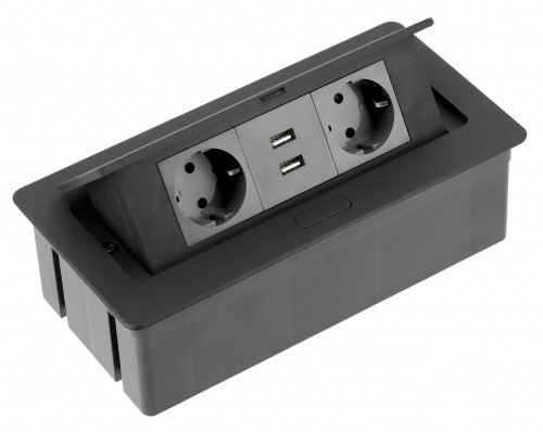 Подовжувач настільний вбудований SOFT 2x гніздо schuko 2USB GTV