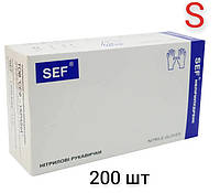 Рукавички нітрилові сині 200 штук ( 100 пар ) S текстуровані SEF