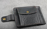 Шкіряний затискач-гаманець для купюр з орнаментом "Тризуб", фото 2