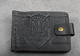 Шкіряний затискач-гаманець для купюр з орнаментом "Тризуб", фото 5