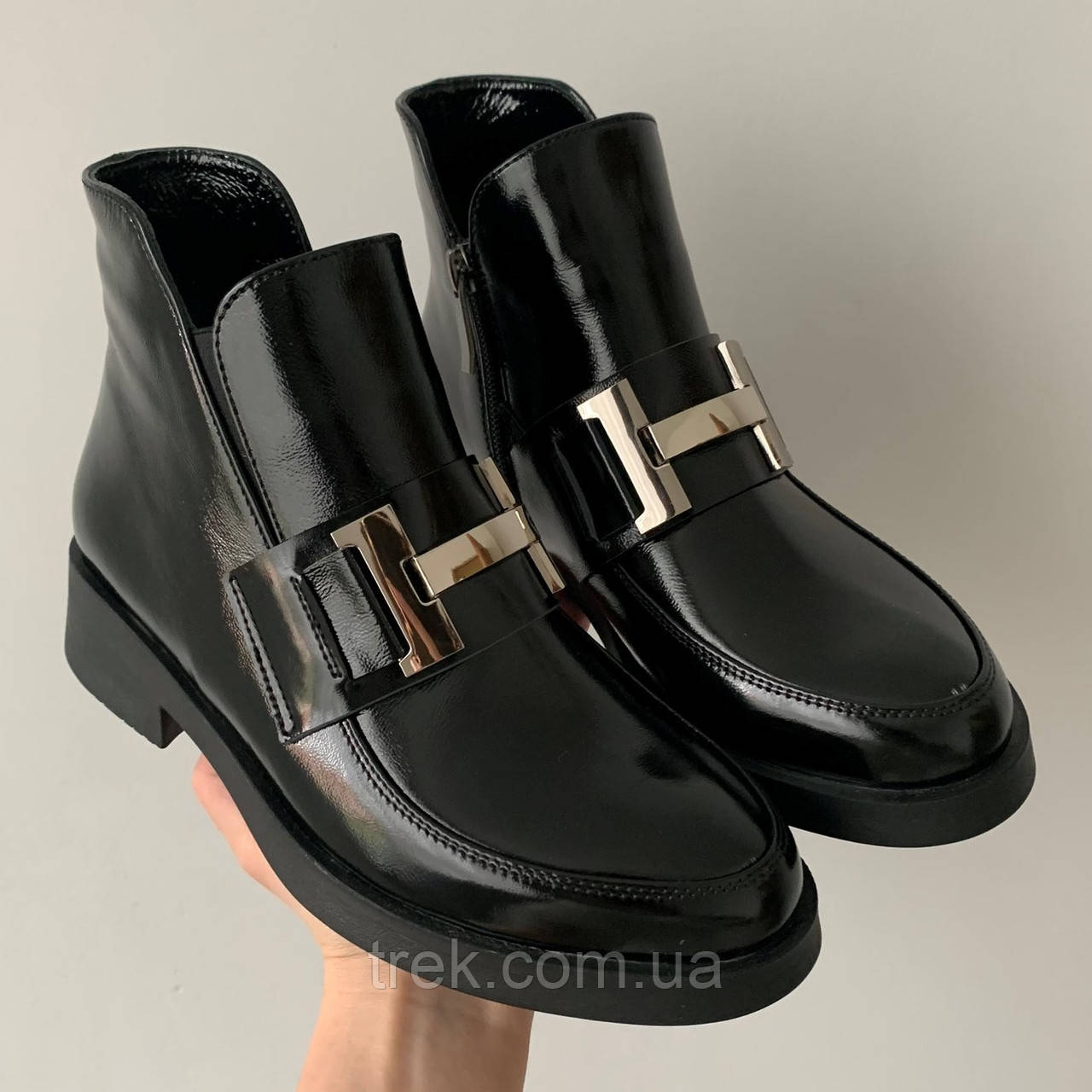 Черевики жіночі шкіряні лакові чорні /23487/ 39р, фото 1