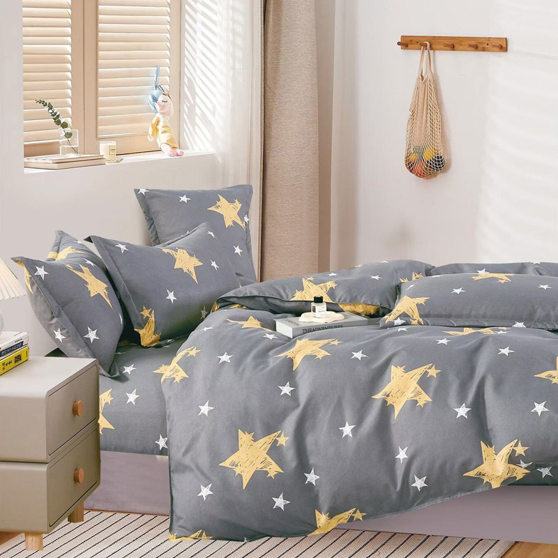 Сірий Сатин 100% з принтом великі зірки, натуральна тканина 220 см для постільної білизни в рулоні 60 м