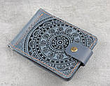 Шкіряний затискач-гаманець для купюр з орнаментом "Мандала", фото 2