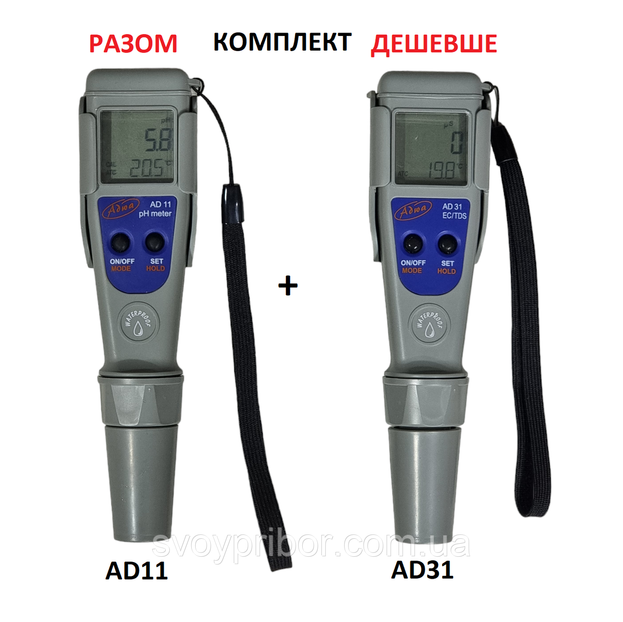 Комплект рН-метр ADWA AD11 + AD31 солемір та кондуктометр, фото 1